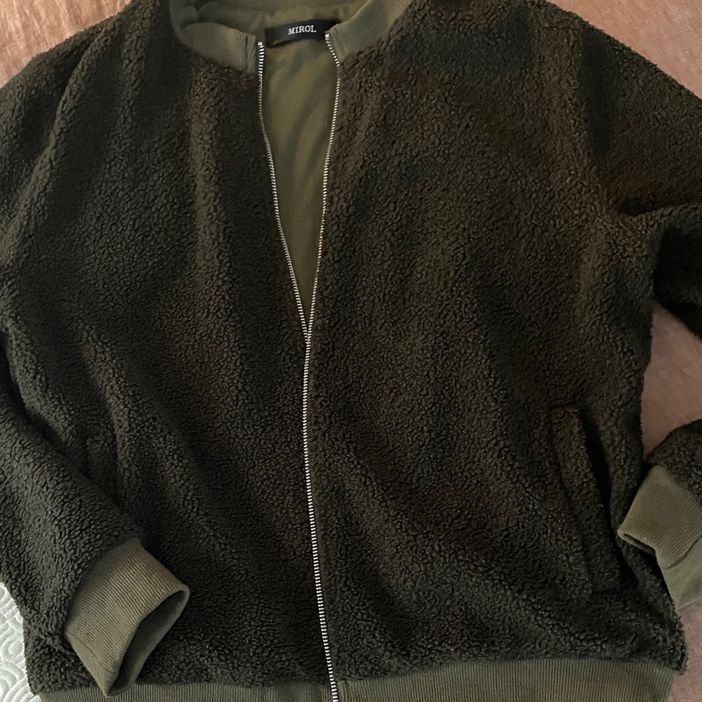 Mirole Olive Green Sherpa Jacket